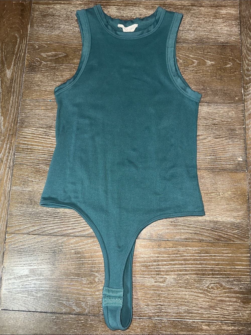 Happily Grey Ribbed Sleeveless Bodysuit Teal M/L